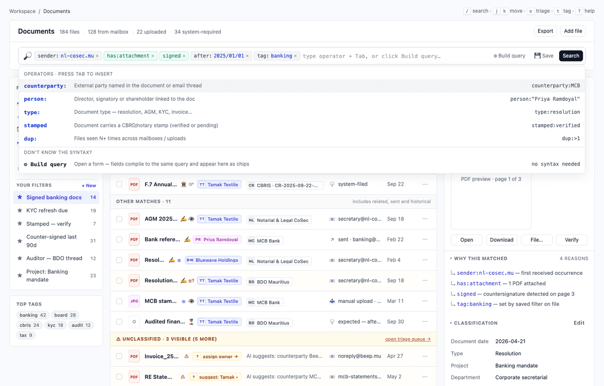 Legal OS encrypted document vault